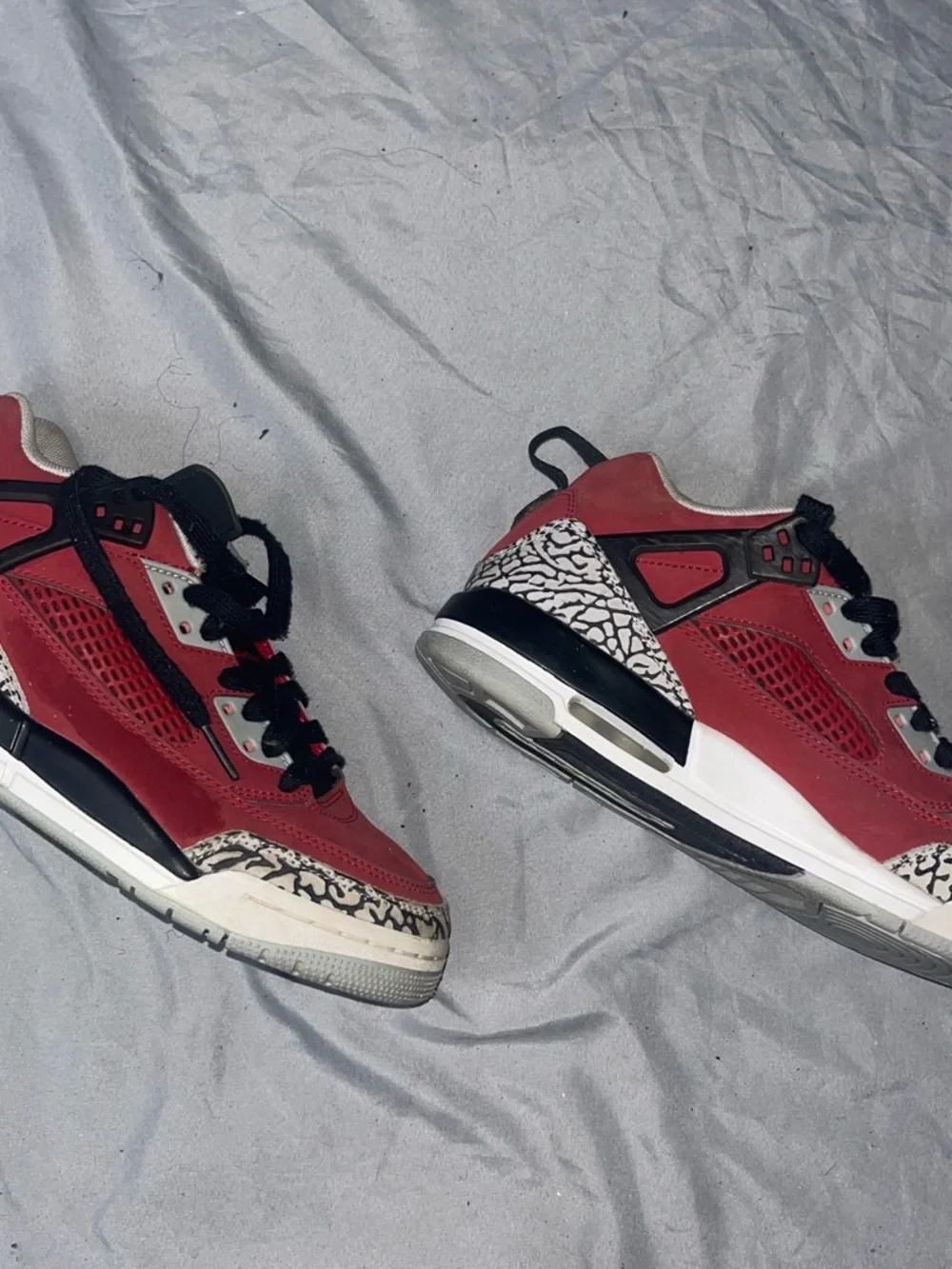 Jordan Red and Black Men's Sneakers with Elephant Print Trim